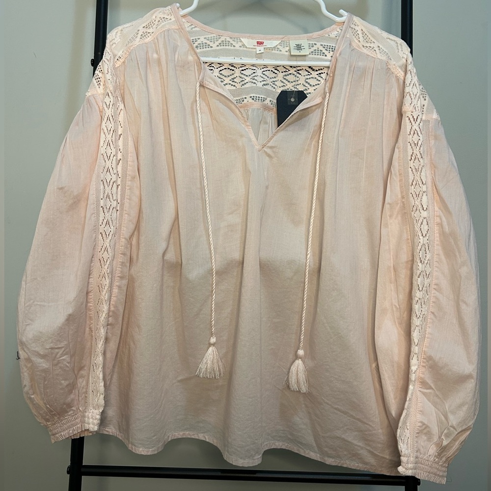 Levi’s boho bohemian pink lace blouse NEW